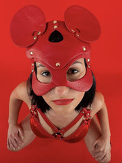 lust_Bonnie_red_Faux corn peel Vegan Leather_festival_mask_Lolli Wraps_Australia