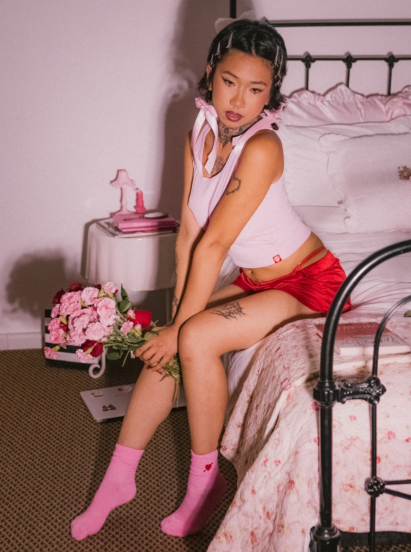 Lolliwraps_pink_ribbed_cupid_heart_socks_loungewear_sleepwear_6