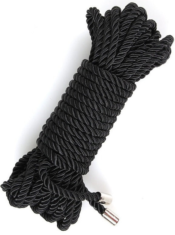 BLACK SILKY SATIN POLYESTER SHIBARI ROPE 32.8FT/10M - Lolli Wraps