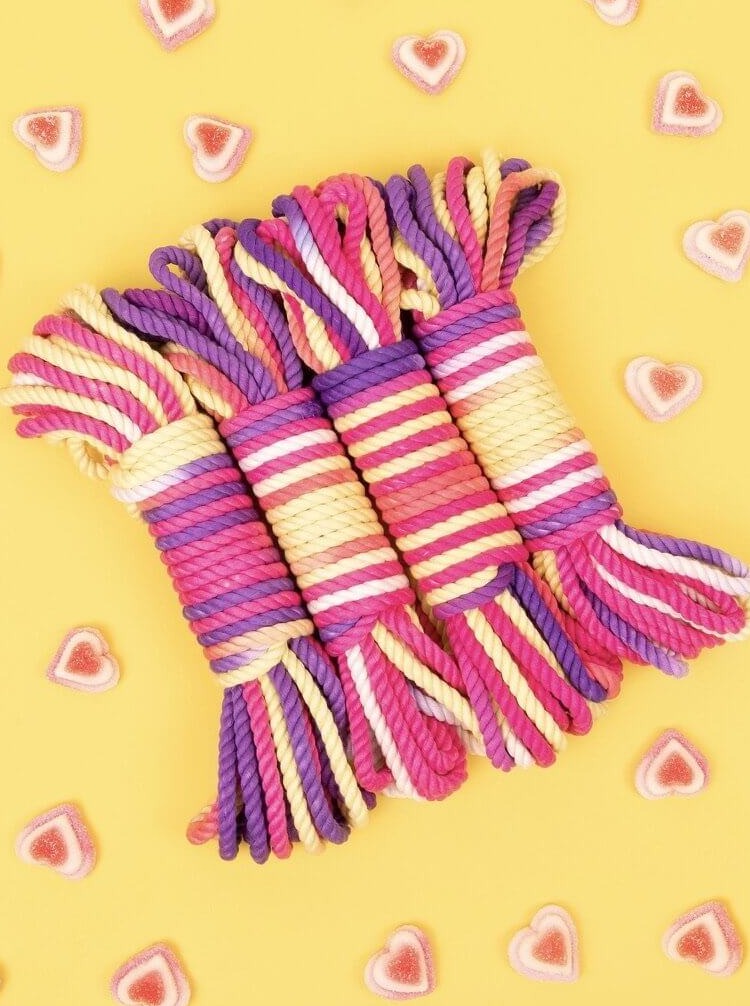 Shibari Rope_bubblegum_silk bamboo_Vegan_Festival_4pk_Lolli Wraps_Australia
