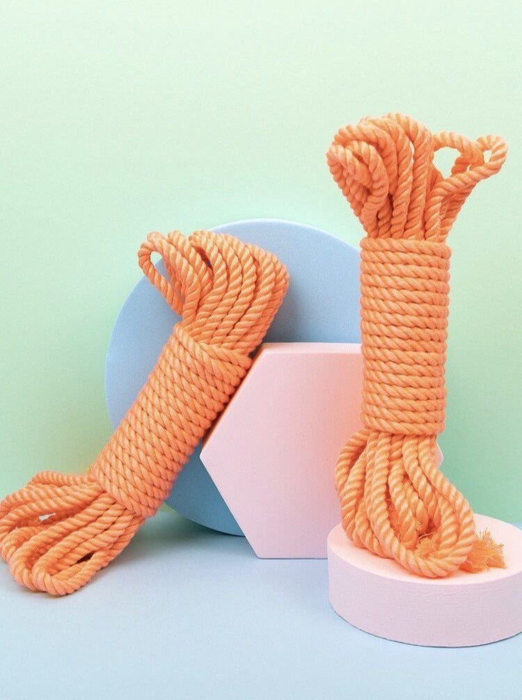 Shibari Rope_tangerine_silk bamboo_Vegan_Festival_2pk_Lolli Wraps_Australia