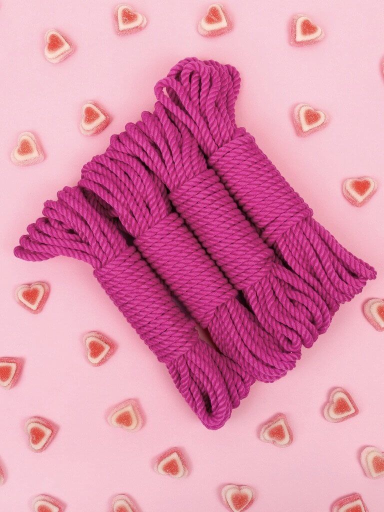 Shibari Rope_hot pink_silk bamboo_Vegan_Festival_4pk_Lolli Wraps_Australia
